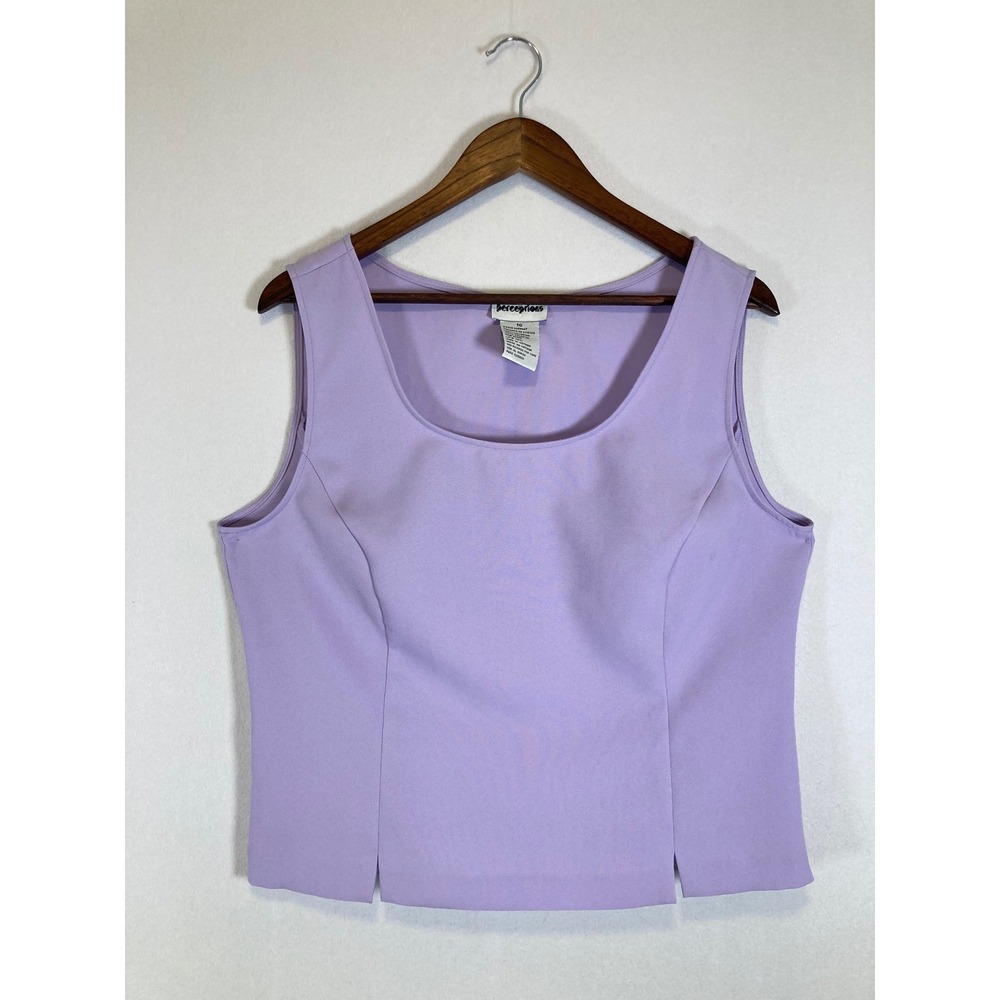 Pastel Minimalist Perceptions Womens 16 Lavender Slvless Scoop Neck Side Zip Top